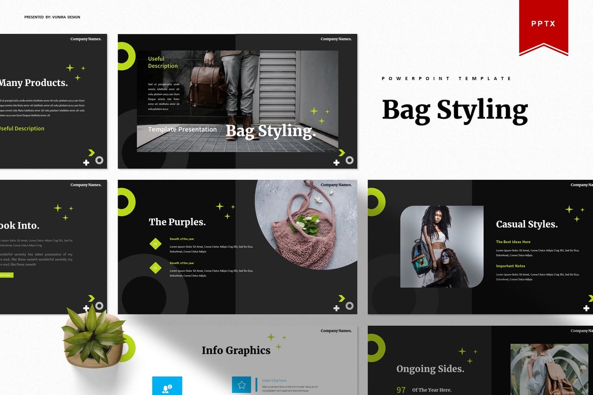Template Presentasi Powerpoint: Gaya Tas yang Menarik