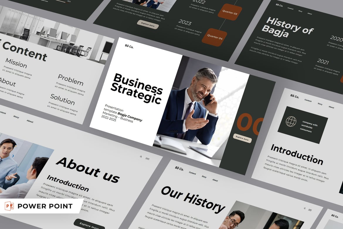 Template Powerpoint Strategis Bisnis BAGJA yang Menarik