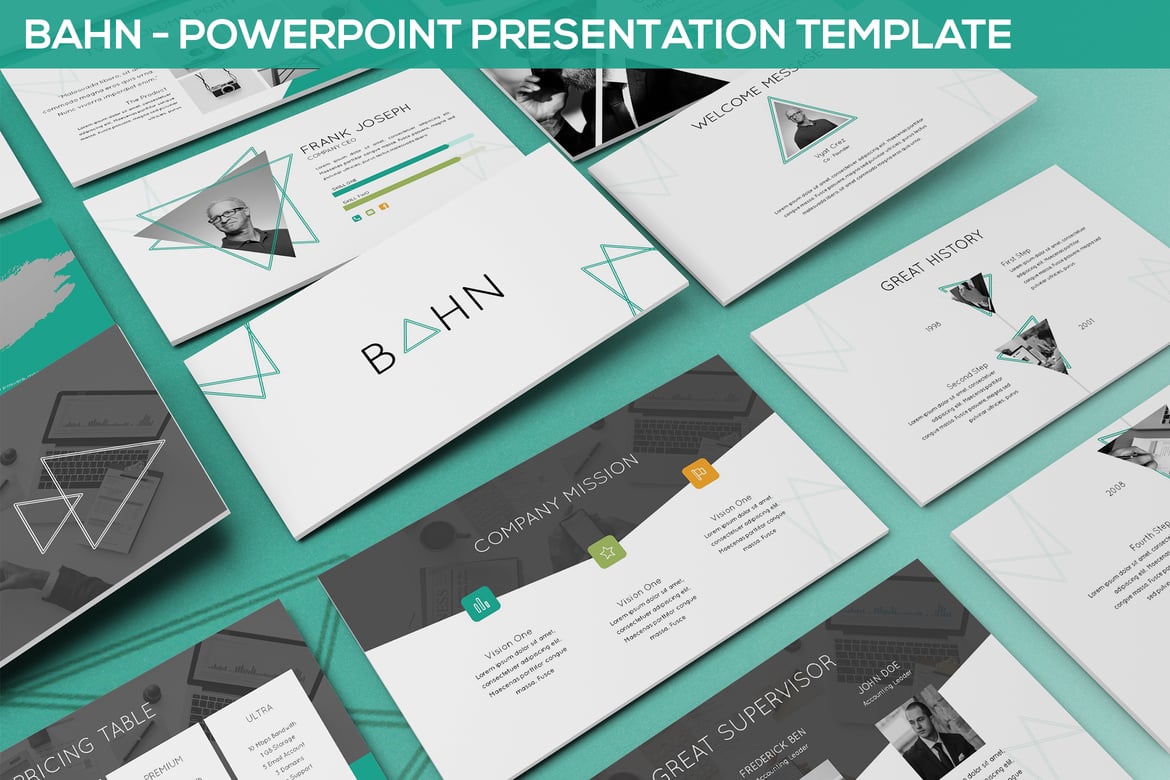 Bahn - Template Presentasi Powerpoint Segitiga yang Modern dan Elegan