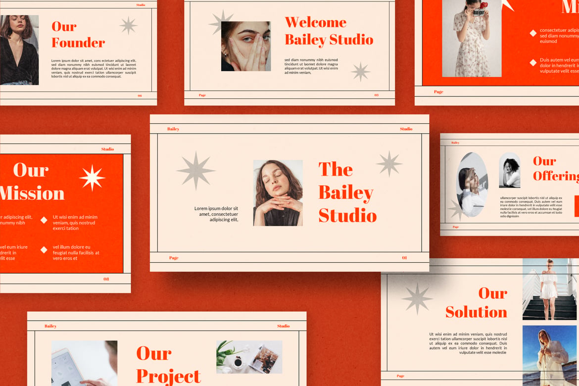 Template PowerPoint Bailey yang Modern dan Elegan