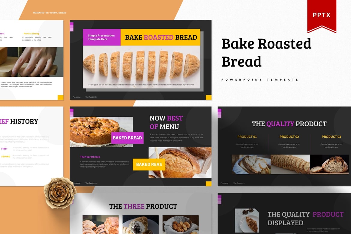 Template Presentasi PowerPoint Bake Roasted Bread yang Menarik