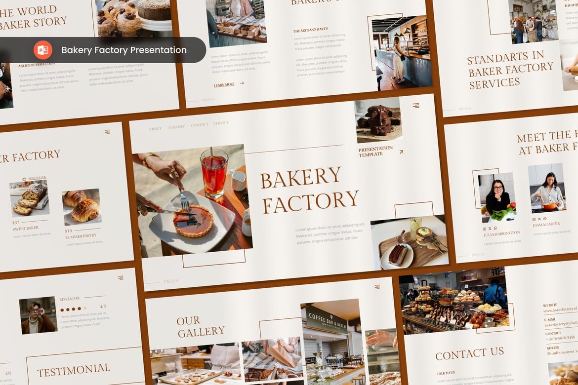 Template Presentasi PowerPoint Pabrik Roti yang Menarik