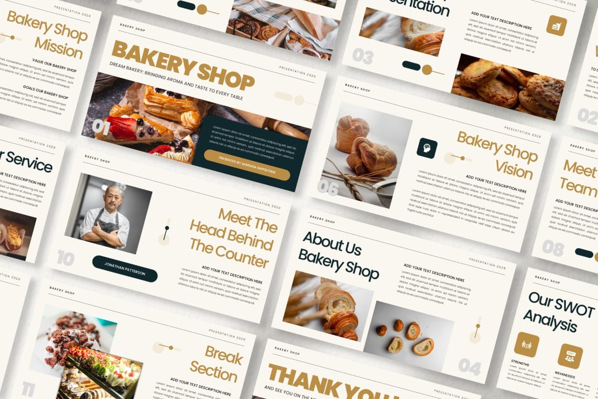 Template Presentasi PowerPoint Toko Roti yang Menawan