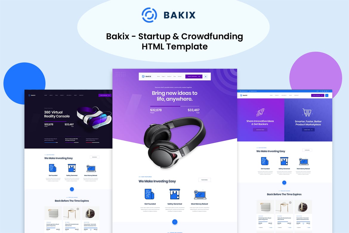 Bakix - Template Website Penggalangan Dana untuk Startup