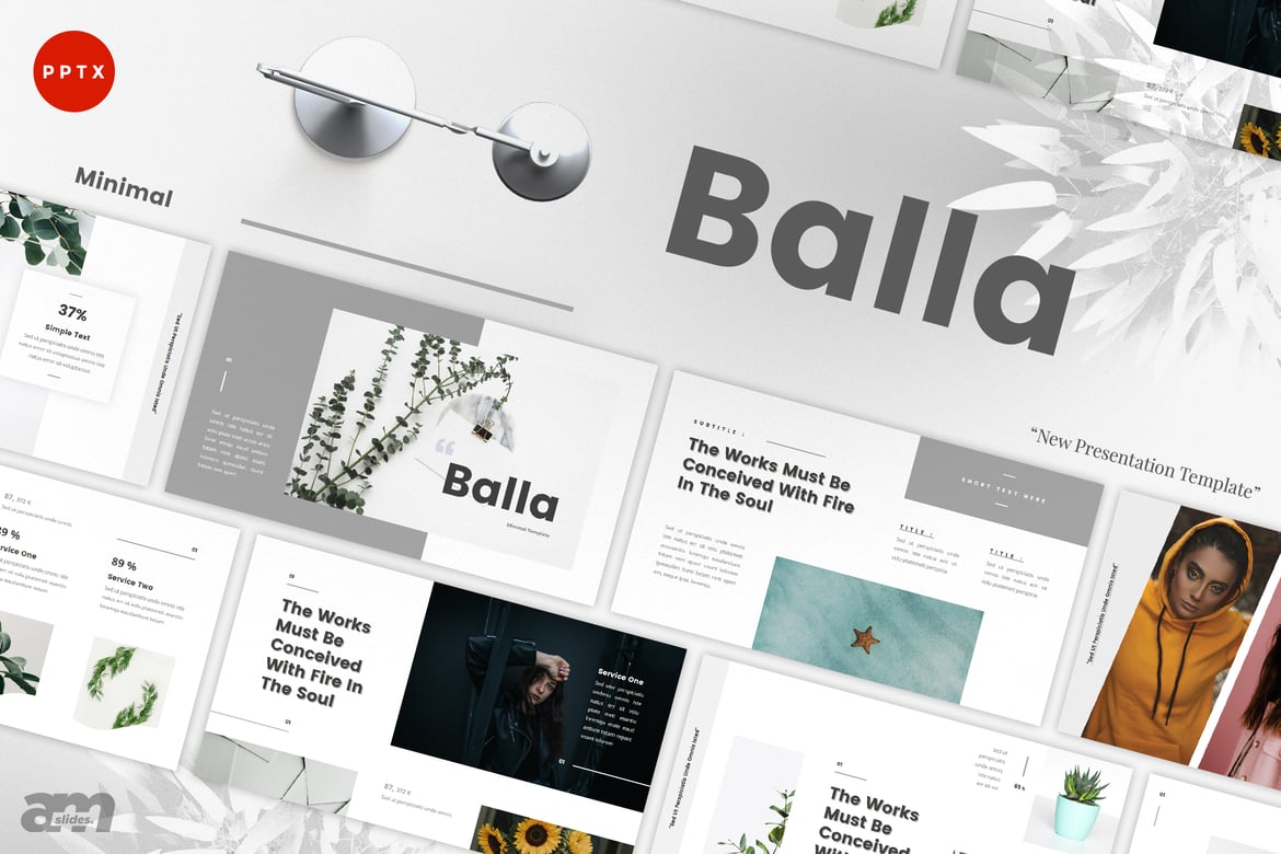 Template PowerPoint Balla Minimalis yang Kreatif dan Modern