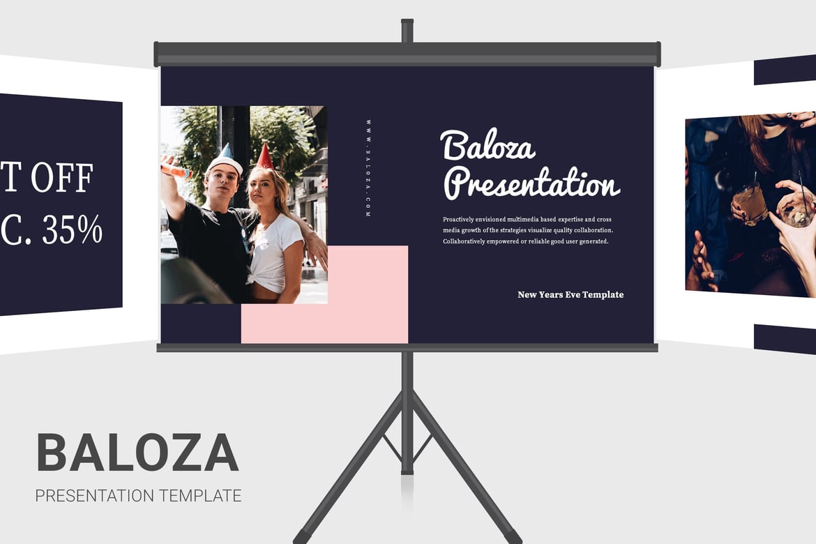 Baloza - Template PowerPoint untuk Malam Tahun Baru yang Menarik