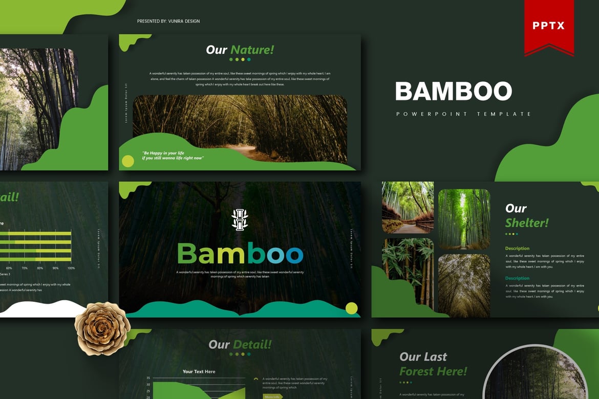 Template Presentasi PowerPoint Bamboo yang Menawan