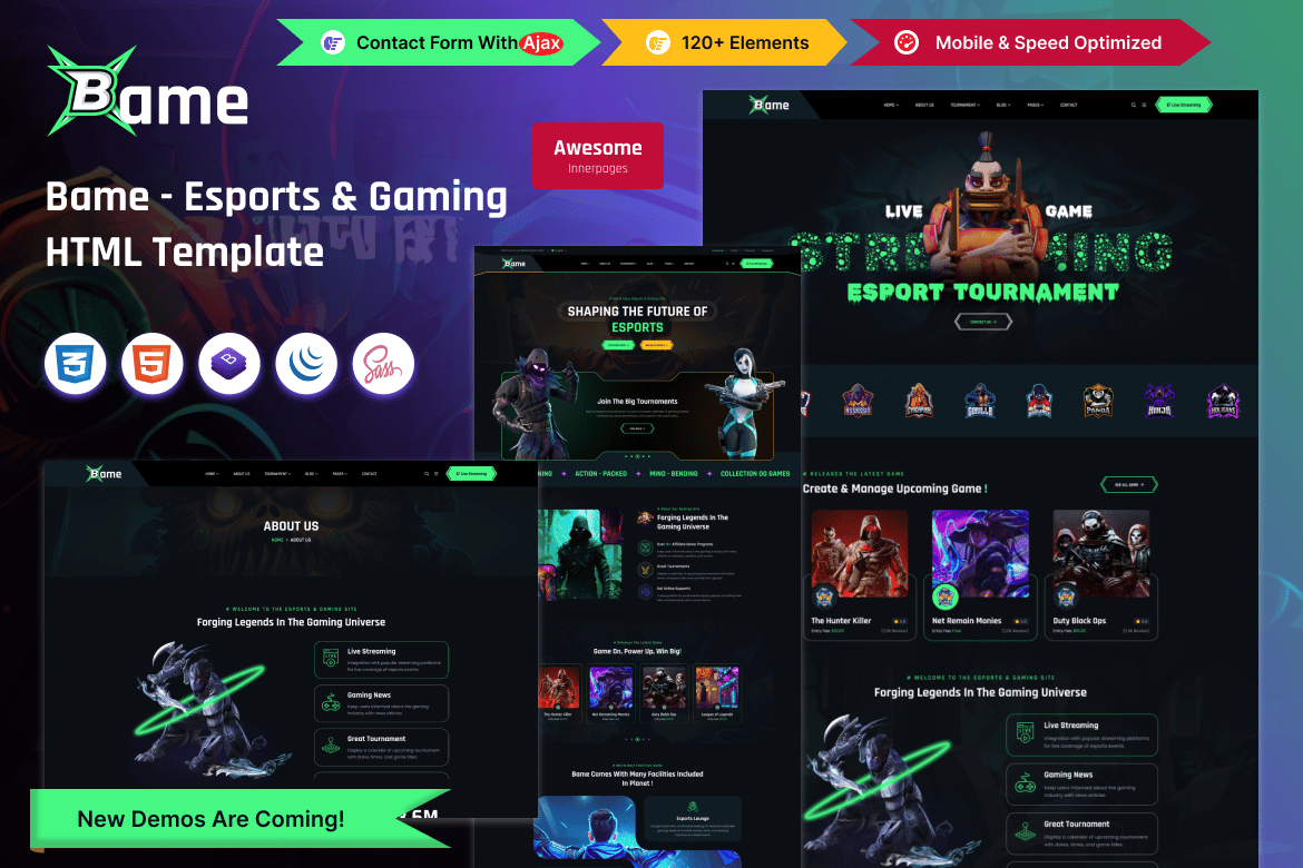 Bame - Template Website Esports & Gaming yang Menarik