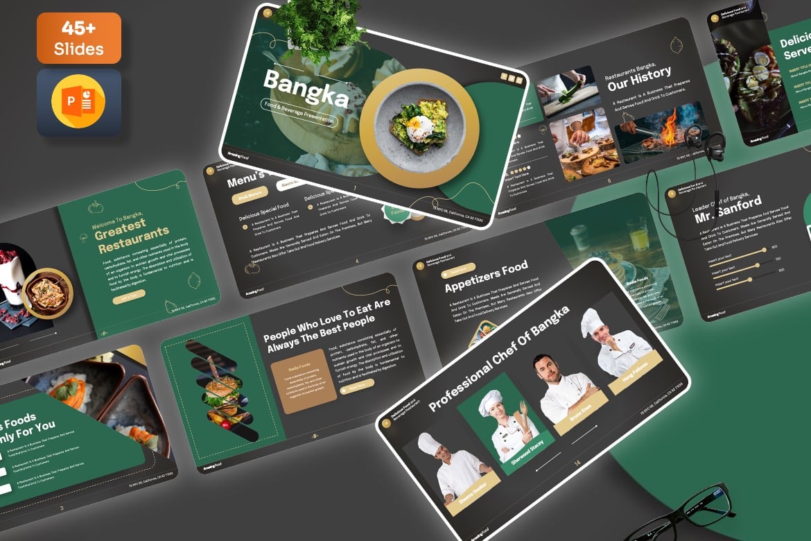 Template Powerpoint Bangka untuk Makanan & Minuman yang Menarik