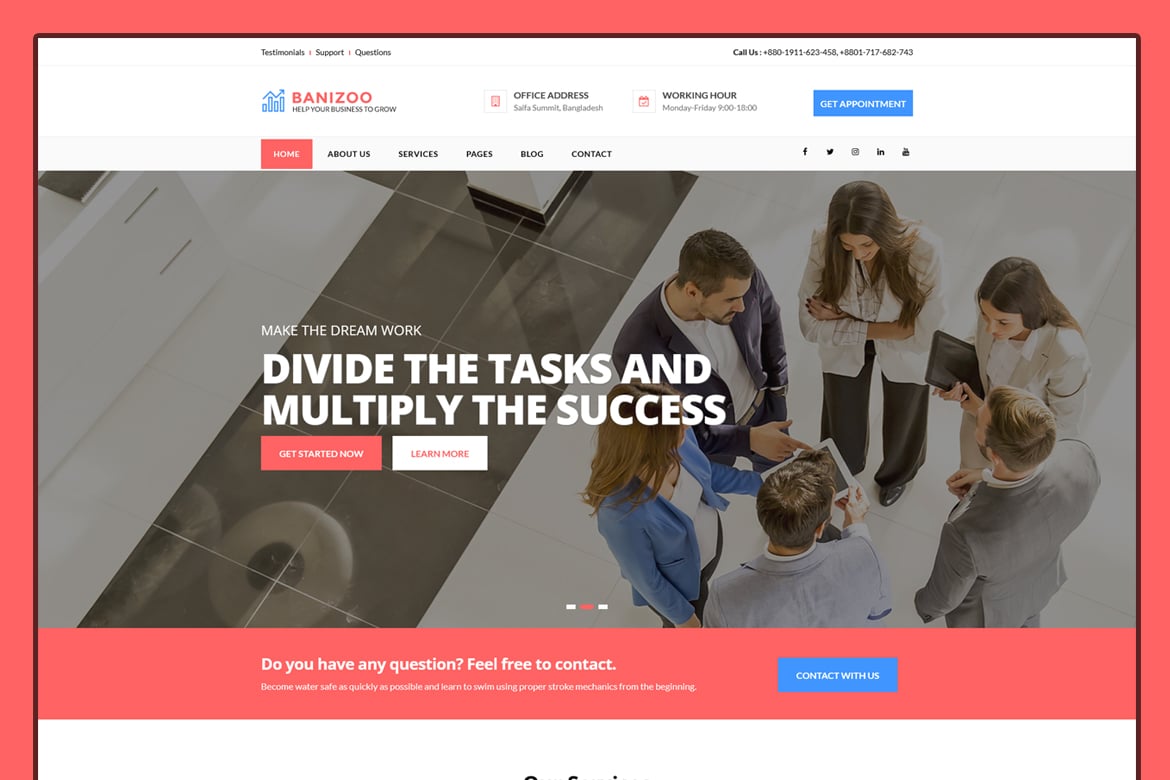 Banizoo - Template Website Layanan Bisnis HTML5 Modern