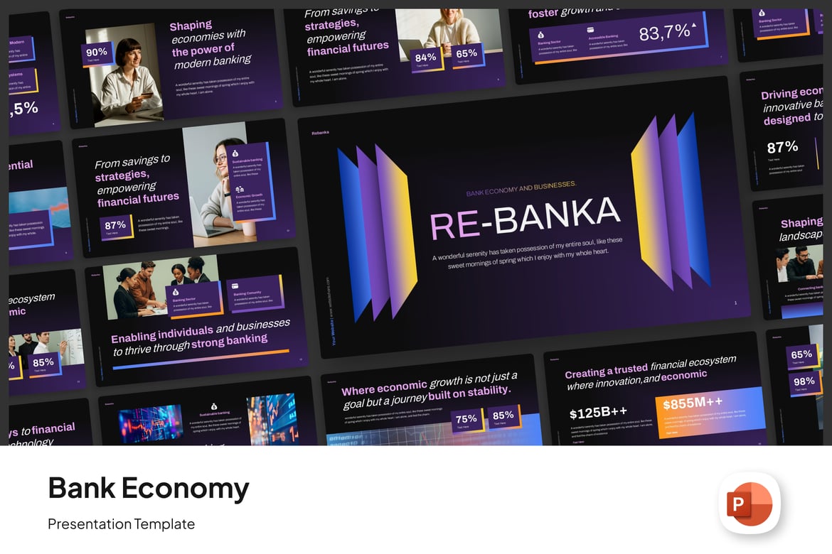 Template PowerPoint Ekonomi Perbankan yang Menarik