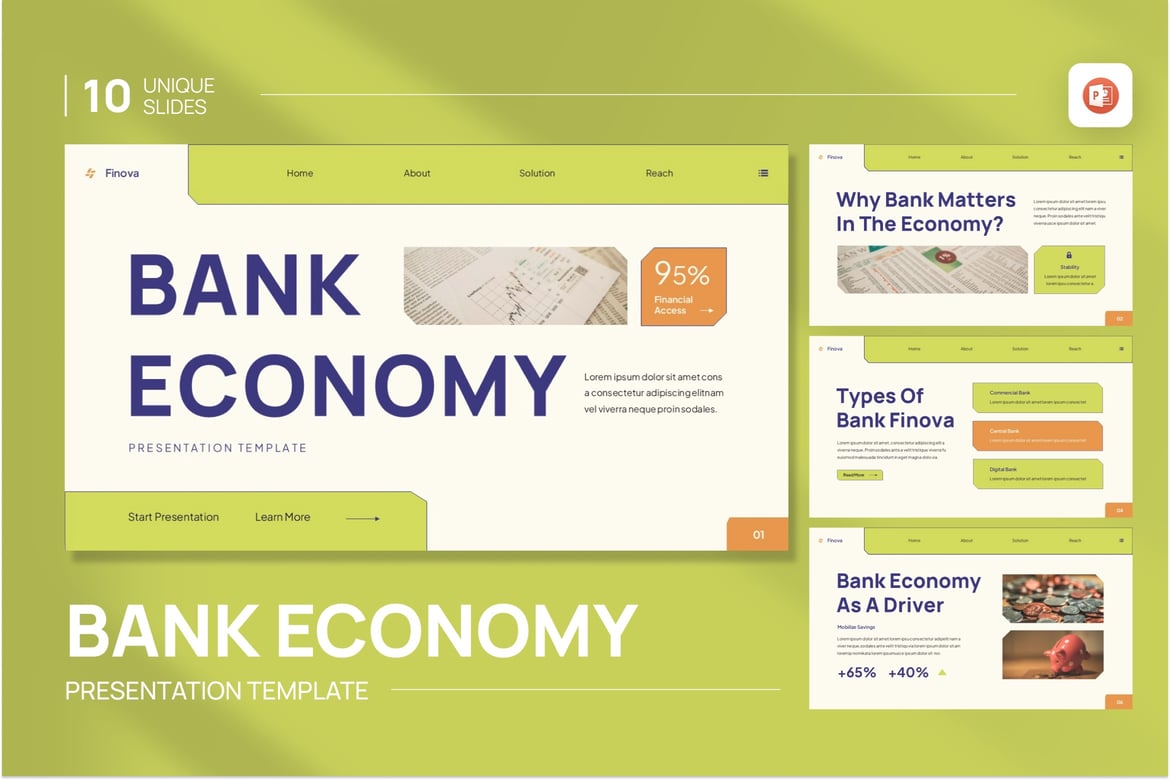 Template Presentasi PowerPoint Ekonomi Bank yang Menarik
