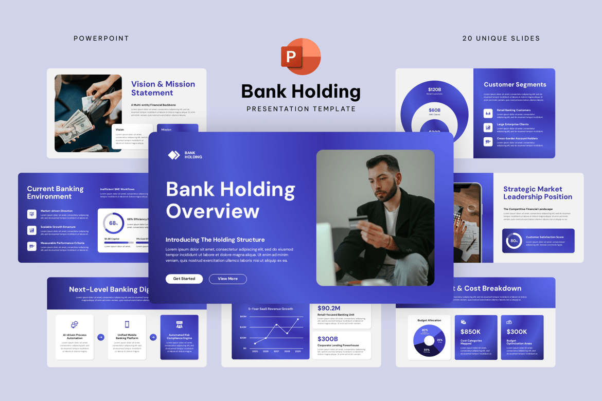 Template Presentasi Powerpoint untuk Bank Holding yang Profesional