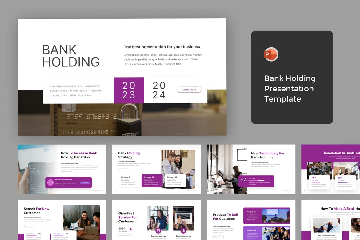 Template Presentasi PowerPoint Bank Holding yang Menarik