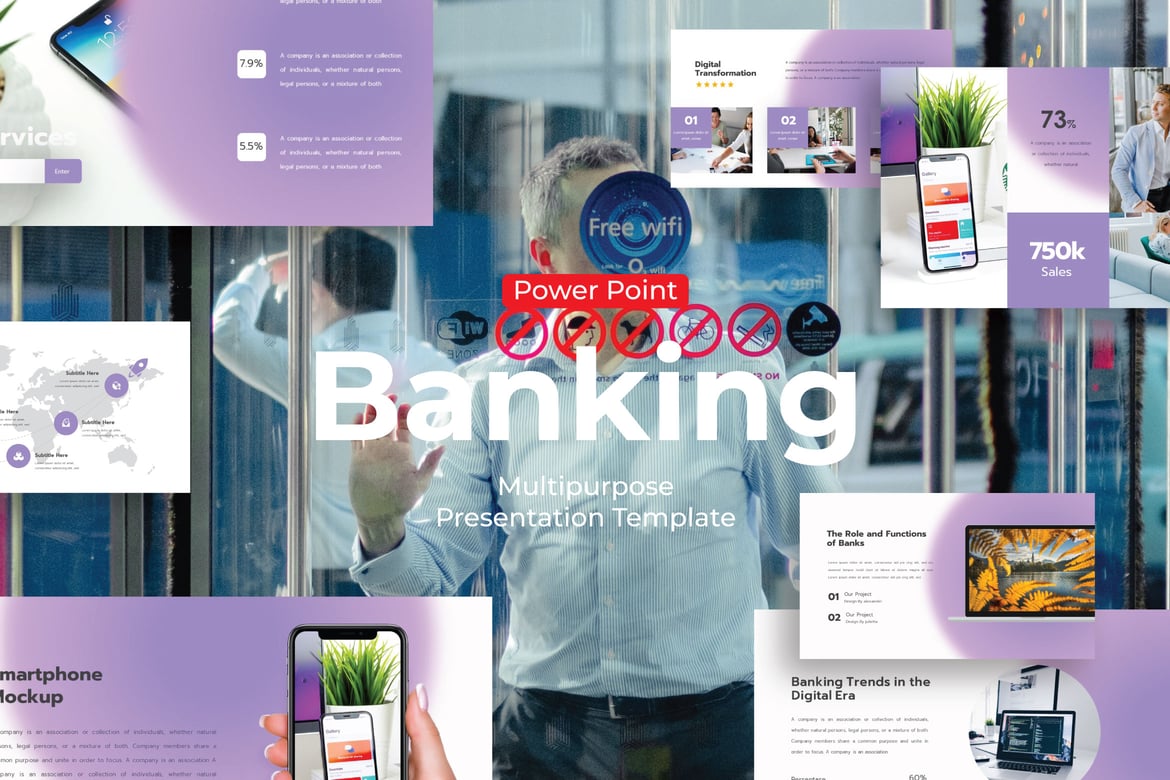 Template Presentasi PowerPoint untuk Sektor Perbankan yang Modern dan Profesional