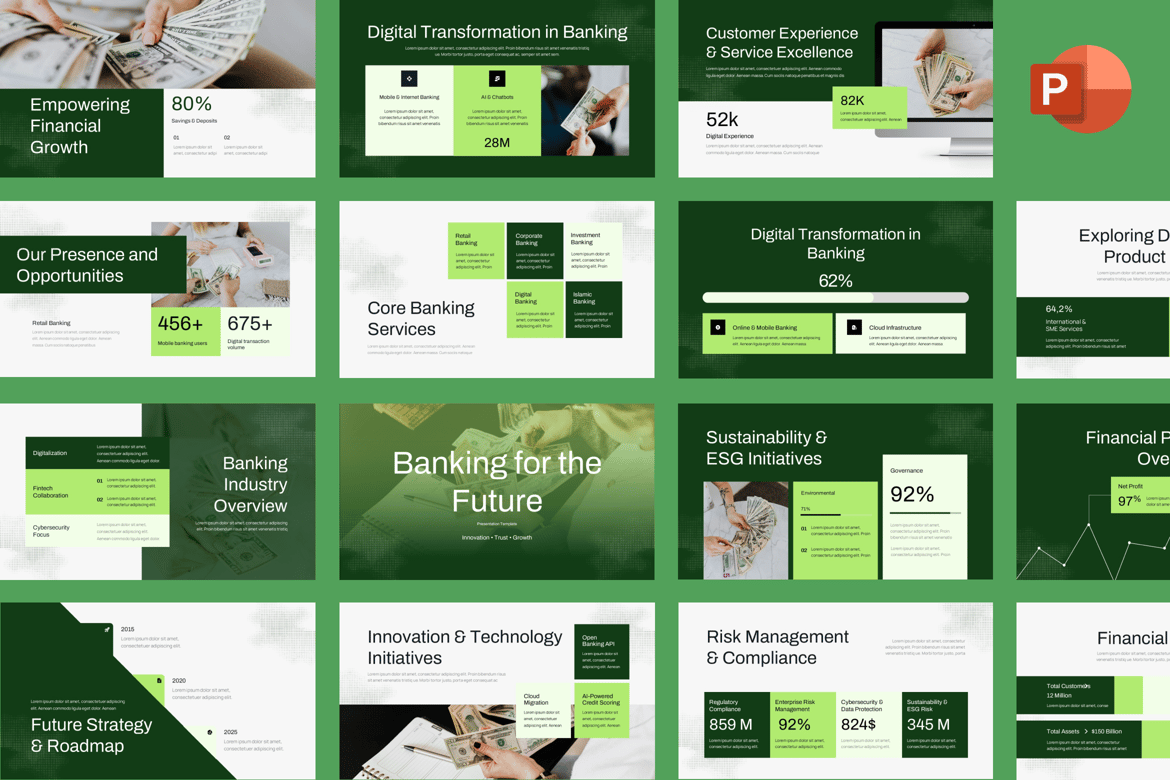 Template Presentasi PowerPoint Perbankan Modern