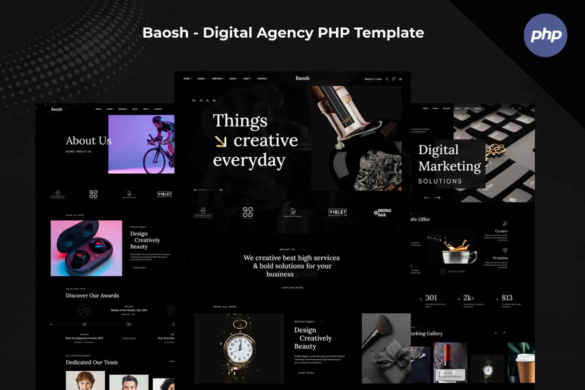 Baosh - Template Website PHP untuk Agensi Digital Modern