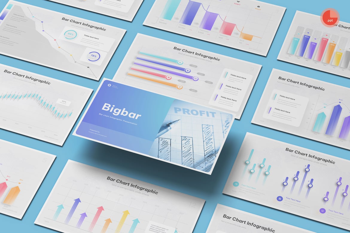 Template Presentasi PowerPoint Grafik Batang yang Menarik