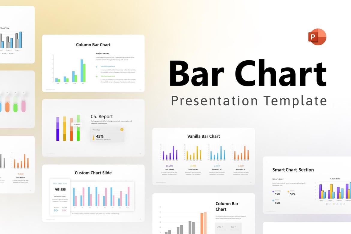 Template Presentasi PowerPoint Infografik Grafik Batang yang Menarik