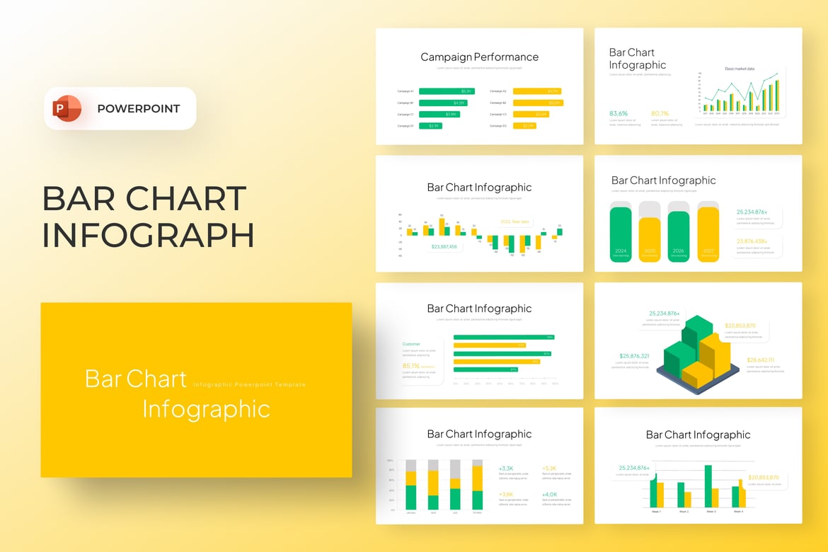 Template Presentasi PowerPoint Infografis Bar Chart yang Modern