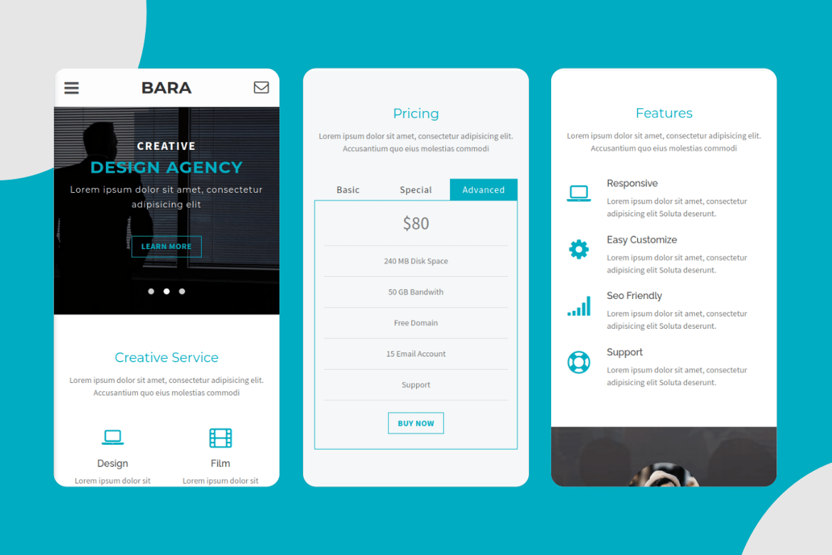 Bara - Template Website Kreatif untuk Mobile