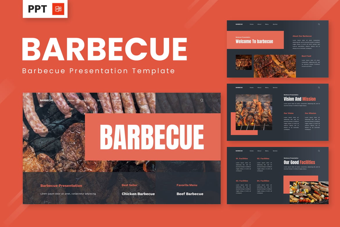 Template Presentasi PowerPoint Barbecue yang Menarik dan Profesional