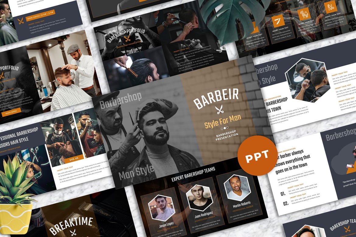 Template Presentasi Barbershop Barbeir - Powerpoint Kreatif untuk Bisnis Anda