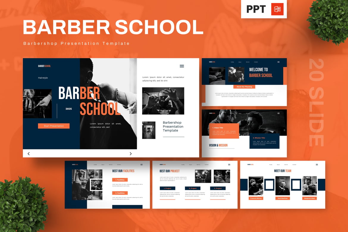 Template Powerpoint Sekolah Barbershop yang Menarik dan Profesional