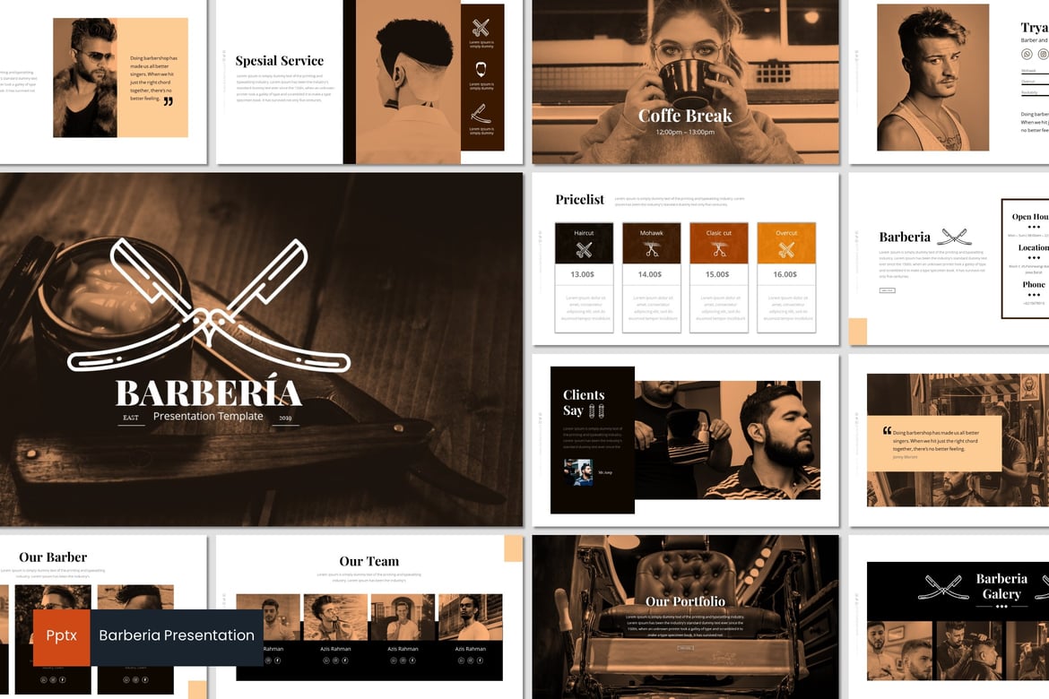 Template Presentasi Barberia - Desain Minimalis dan Kreatif
