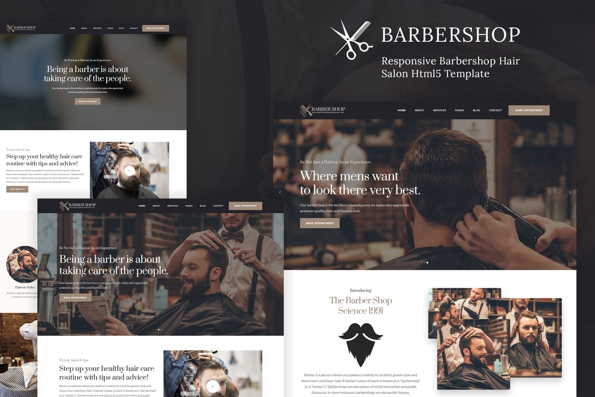 Template Website Barbershop & Salon Rambut yang Menarik dan Responsif