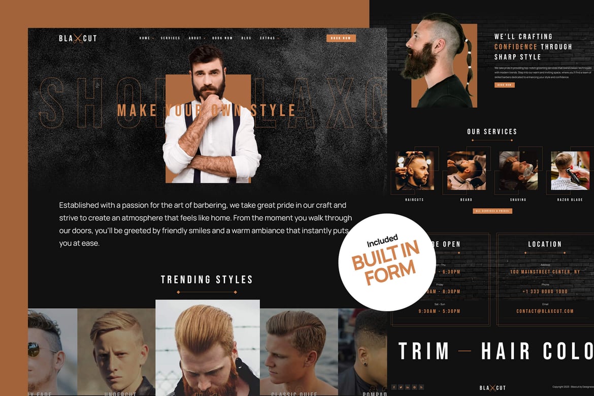 Template Website Barbershop & Salon Rambut - Blaxcut yang Menarik dan Profesional