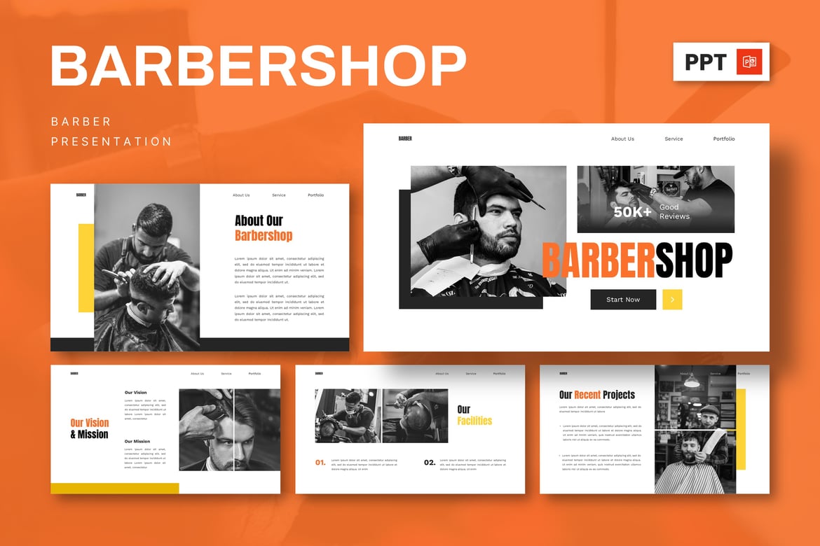 Template Presentasi Barbershop - Powerpoint Kreatif untuk Barber