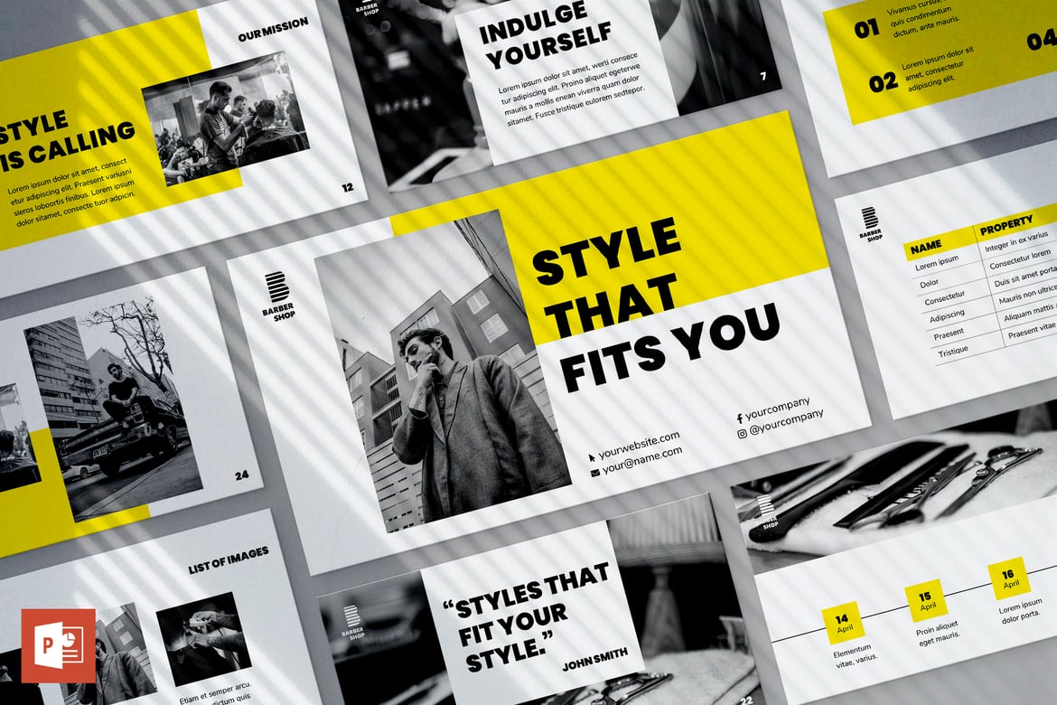 Template Presentasi PowerPoint Barbershop yang Menarik dan Modern