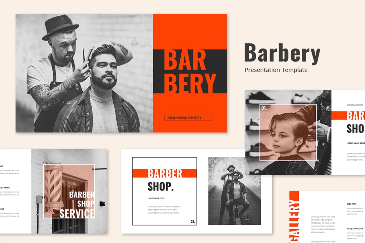 Template Presentasi PowerPoint Barbershop yang Stylish