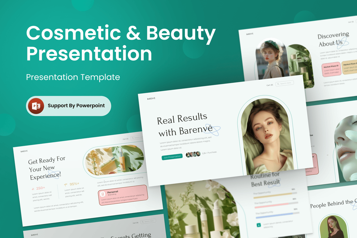 Template Presentasi PowerPoint Kecantikan Barenve yang Menawan