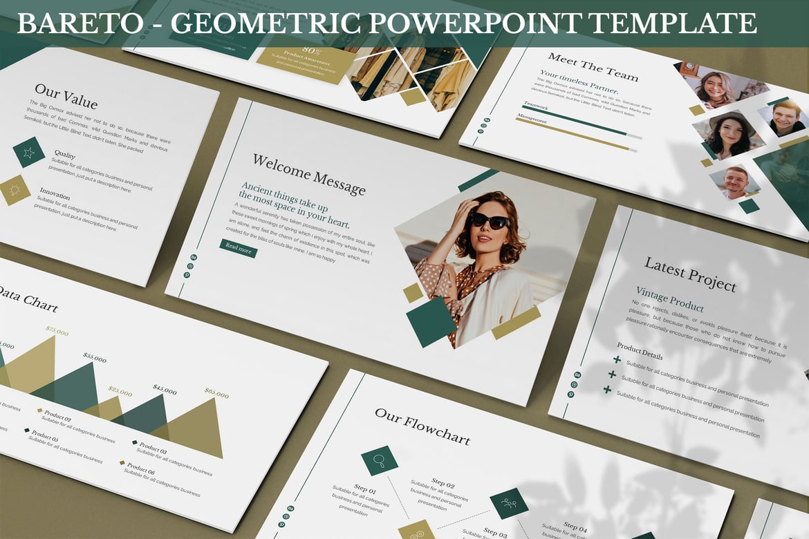 Bareto - Template PowerPoint Geometris Modern
