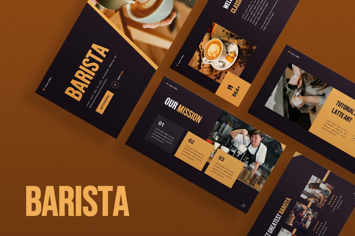 Template Presentasi Powerpoint Barista yang Menarik dan Profesional