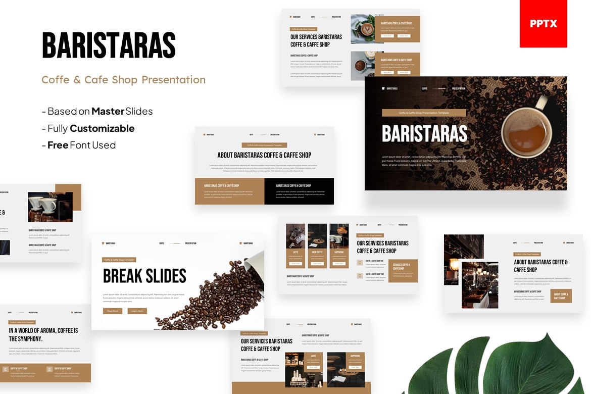 Template Presentasi PowerPoint Baristaras - Kafe & Kopi yang Modern