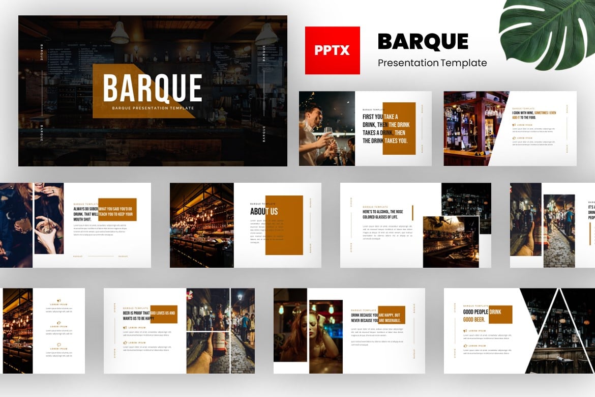 Template Presentasi Barque - Desain Modern untuk Bar & Cafe