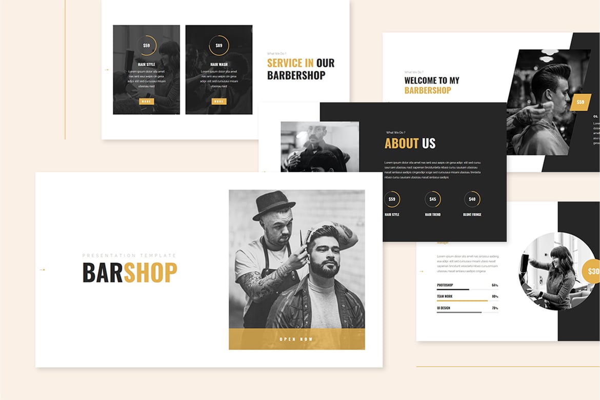 Template PowerPoint Barbershop yang Menarik dan Profesional