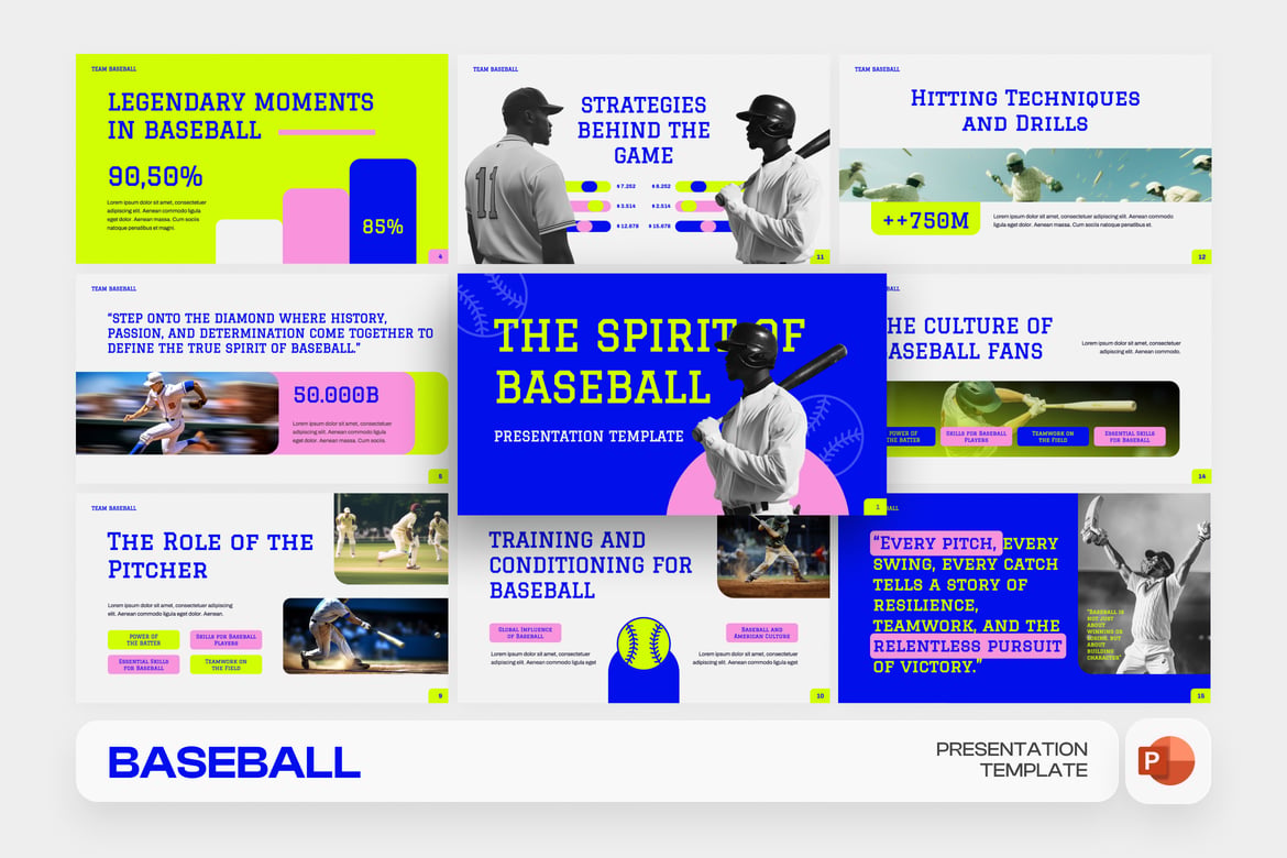 Template PowerPoint Baseball yang Kreatif dan Menarik