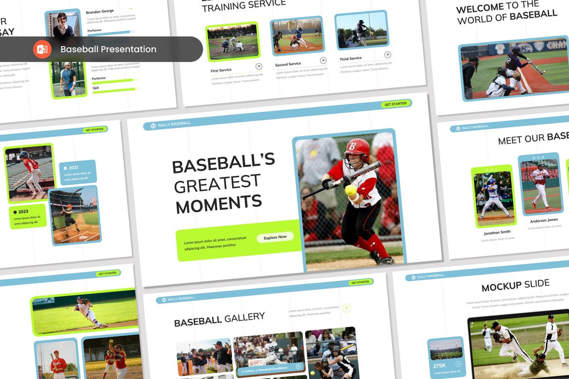 Template Presentasi PowerPoint Baseball yang Menarik