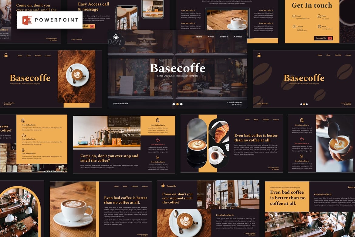Template PowerPoint Basecoffe - Desain Modern untuk Kafe dan Kopi