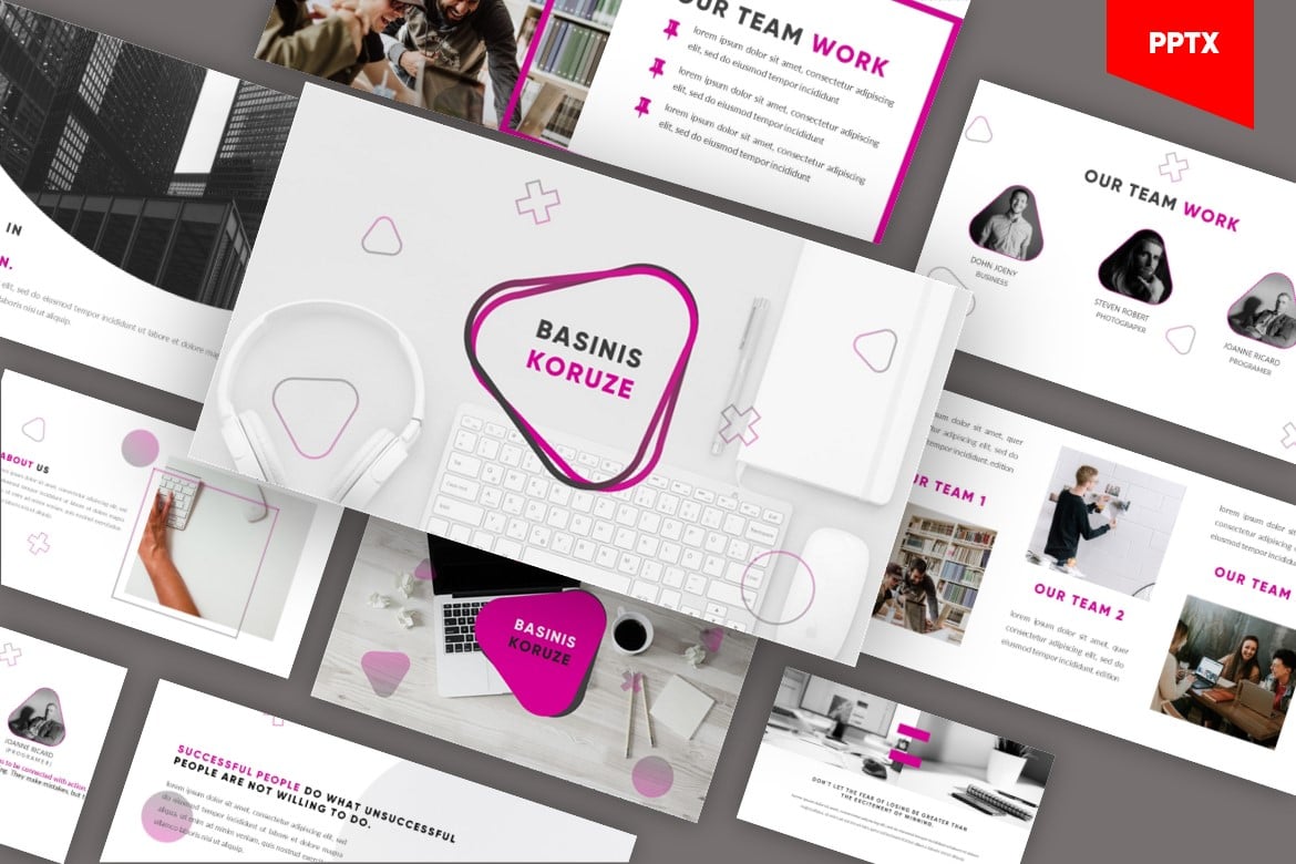 Template Powerpoint Basinis Koruze untuk Presentasi Bisnis yang Modern dan Profesional