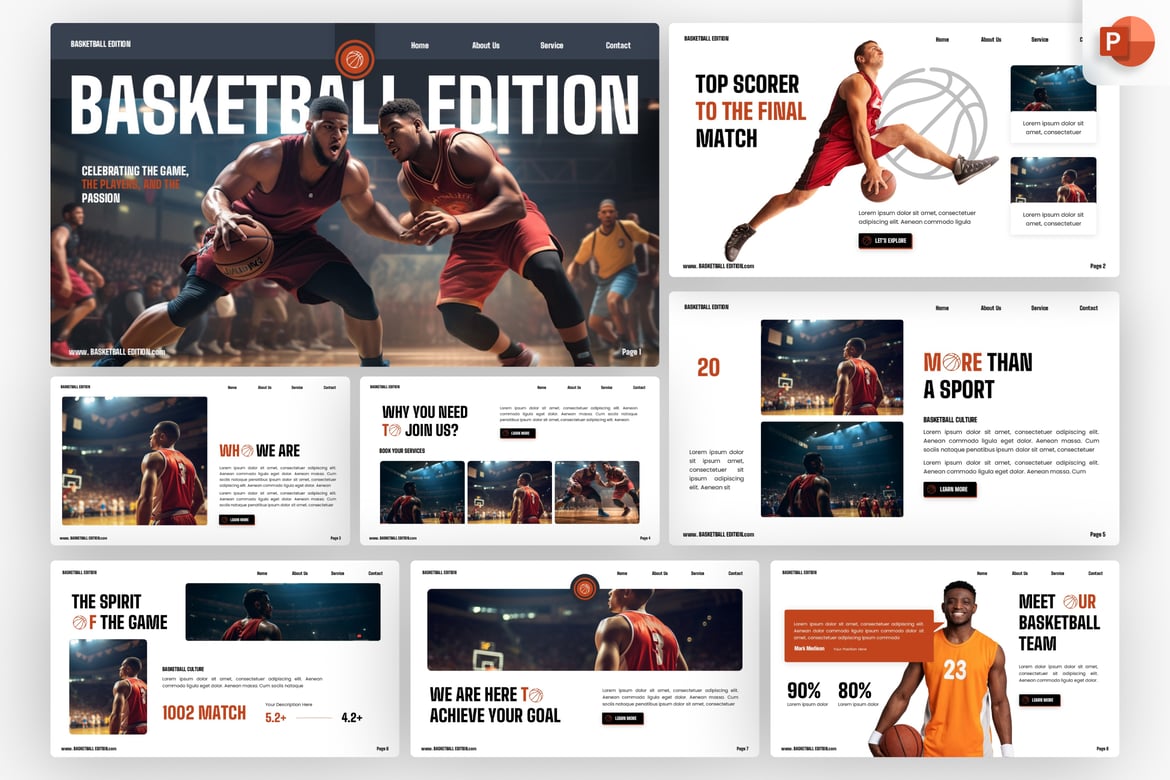 Template Presentasi PowerPoint Tema Basket yang Modern