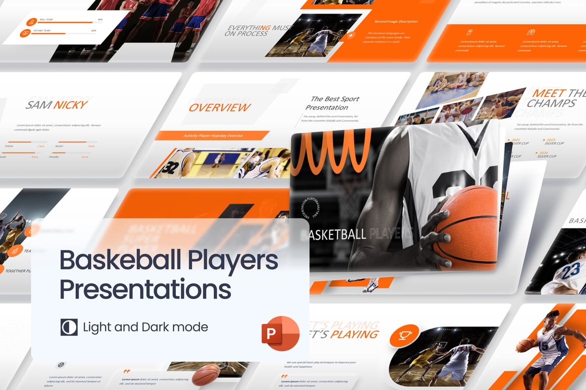 Template PowerPoint Pemain Basket yang Futuristik dan Menarik