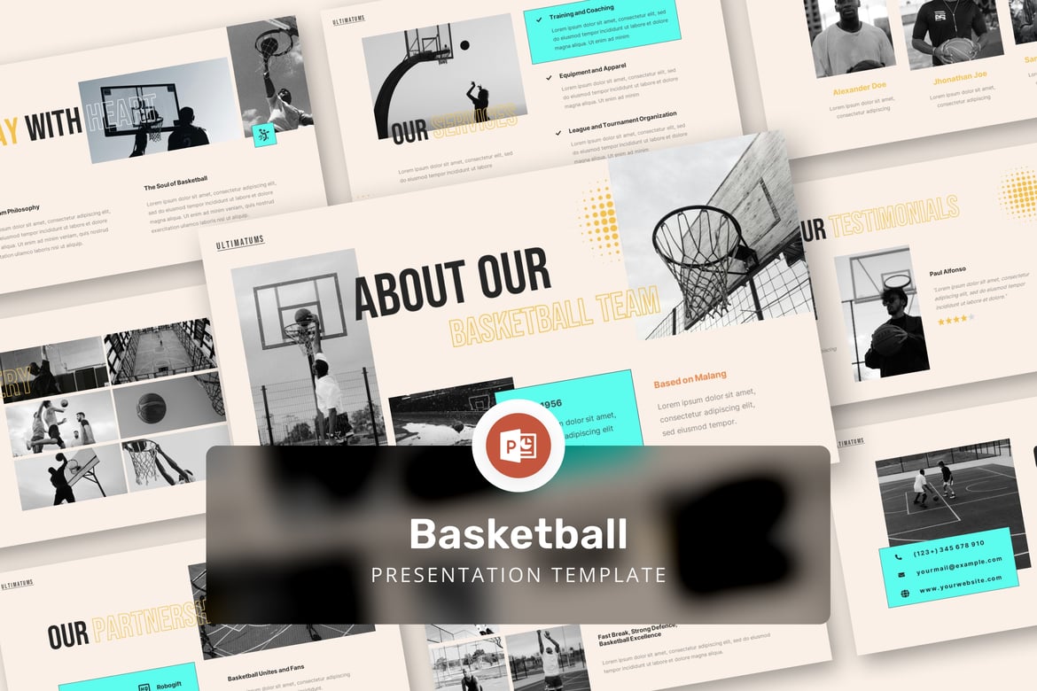 Template Presentasi PowerPoint Basket yang Menarik dan Profesional