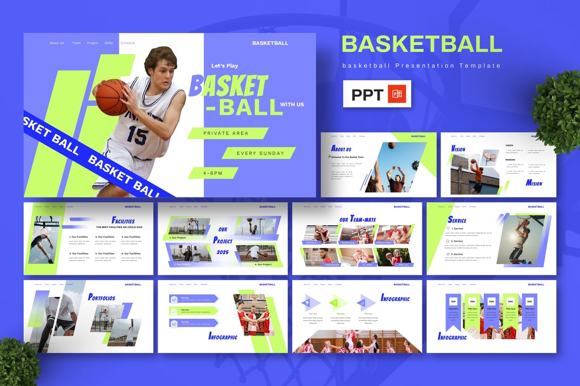 Template Presentasi PowerPoint Basket yang Menarik