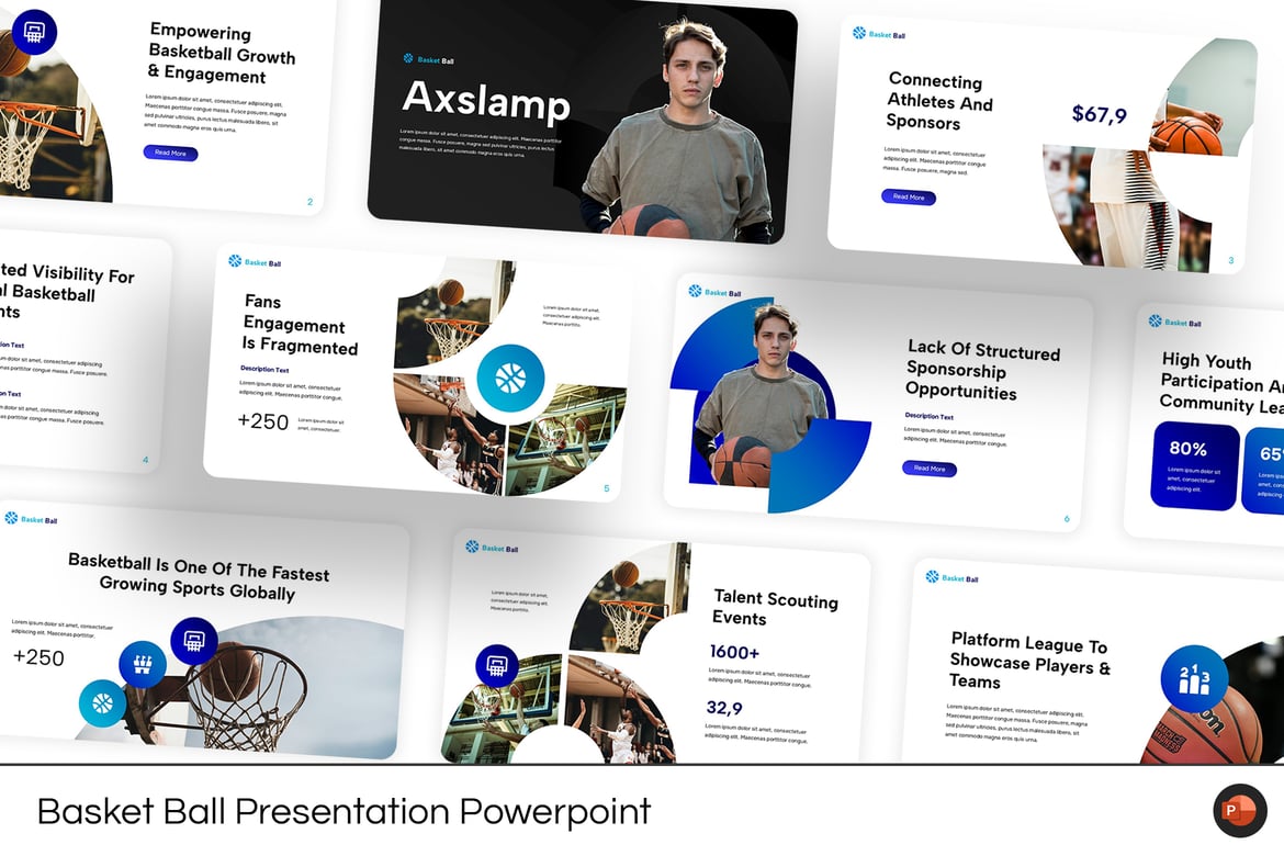 Template Presentasi PowerPoint Olahraga Basket yang Kreatif