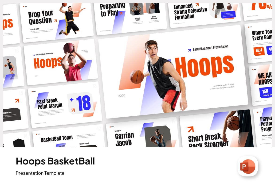 Template PowerPoint Olahraga Basket yang Menarik